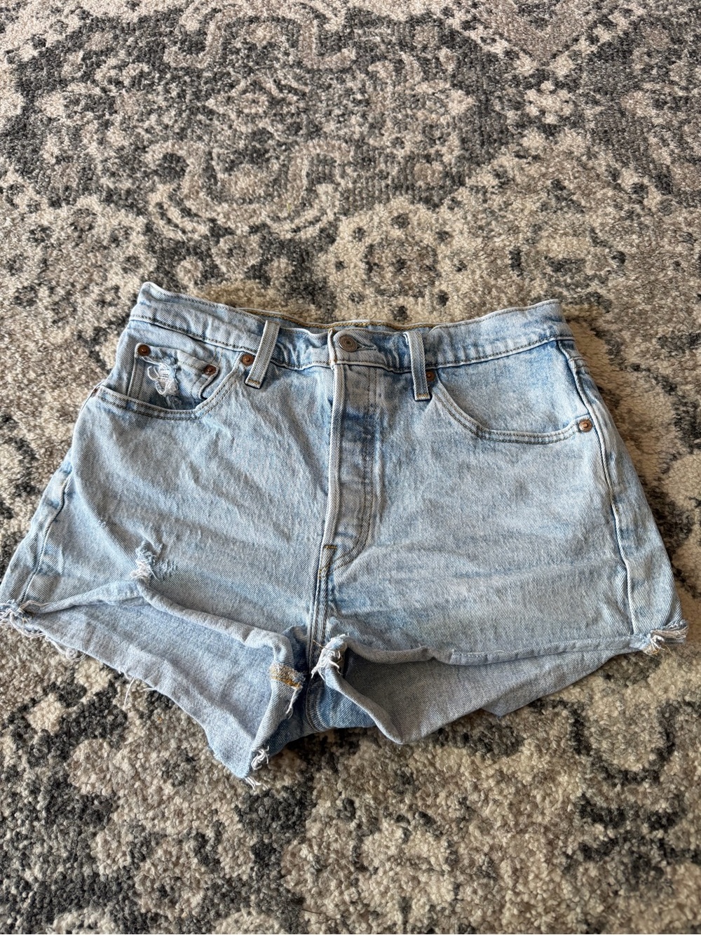 Levi's Light Blue High-Waist Cutoff Denim Shorts